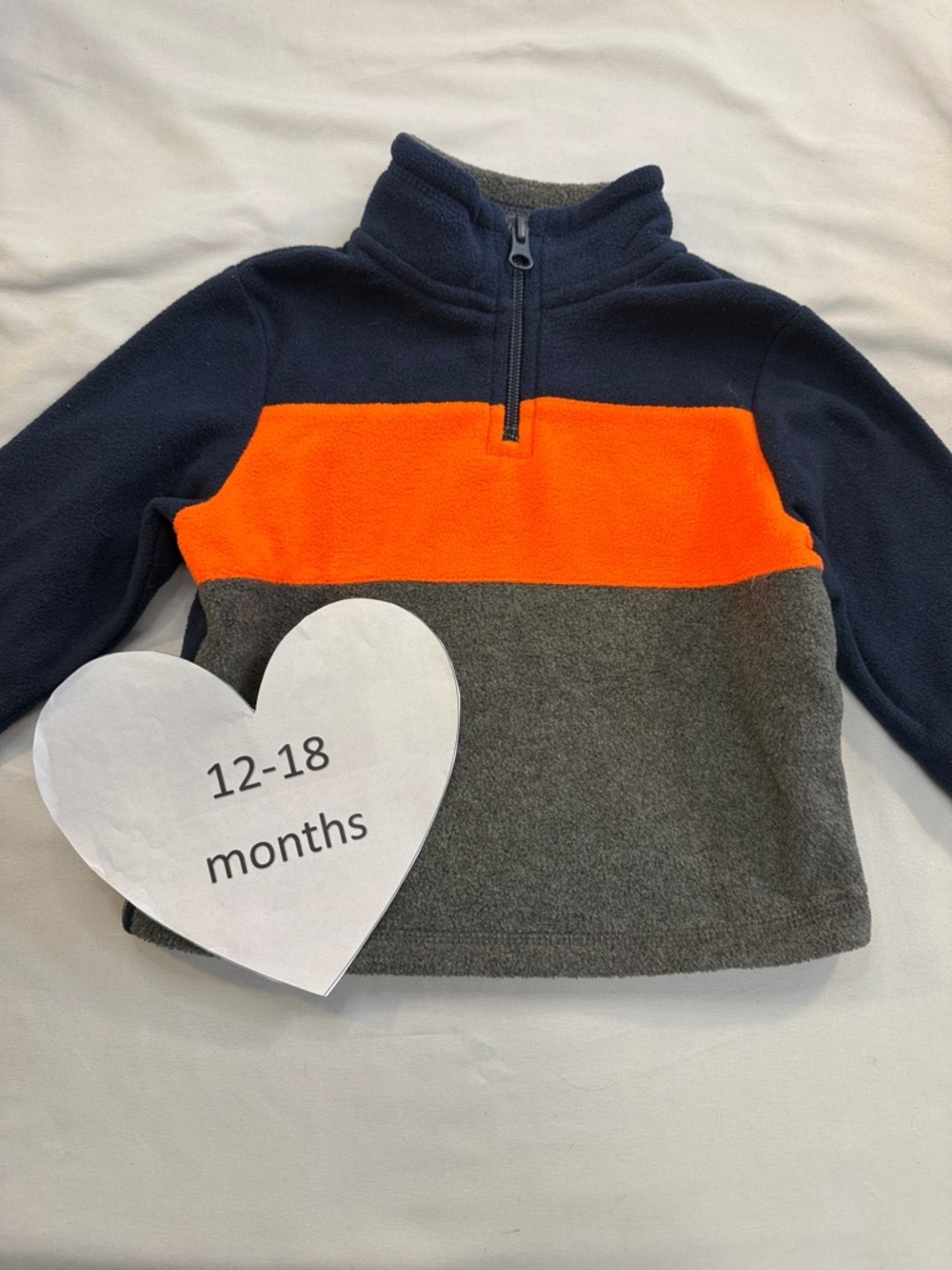The Children's Place Navy, Orange & Gray Half-Zip Fleece Pullover